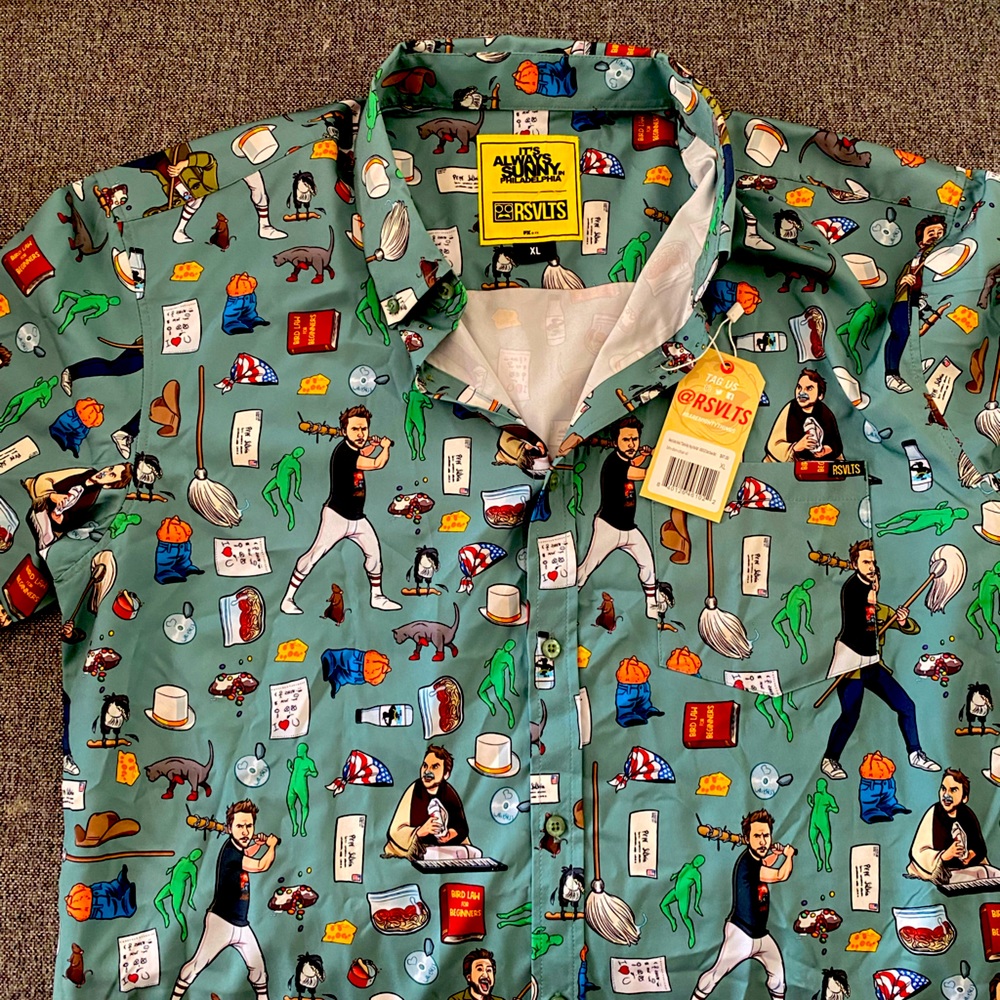 RSVLTS x Always Sunny, Charlie Kelly button up. New with tags
